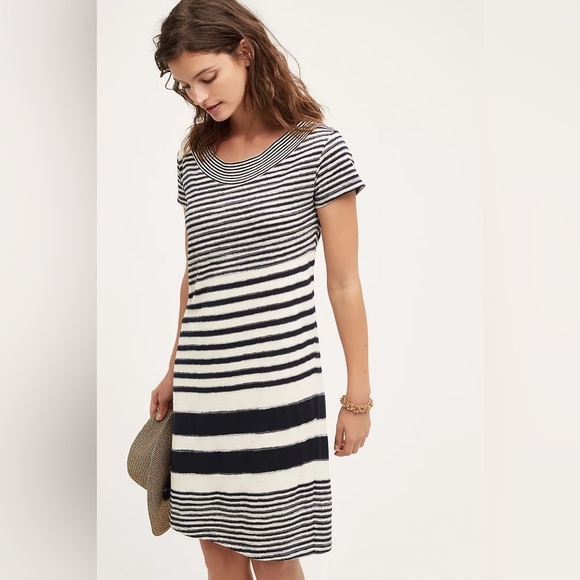 Anthropologie Maeve Haven Striped Coastal Nautical Quiet Luxury Preppy Dress - Picture 1 of 9